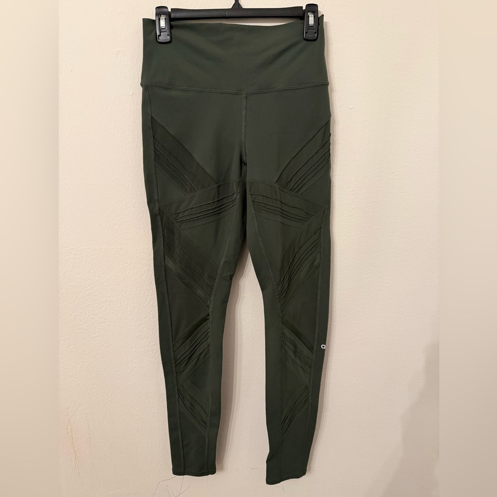 ALO Yoga Olive Green High-Waist Mesh Paneled Leggings